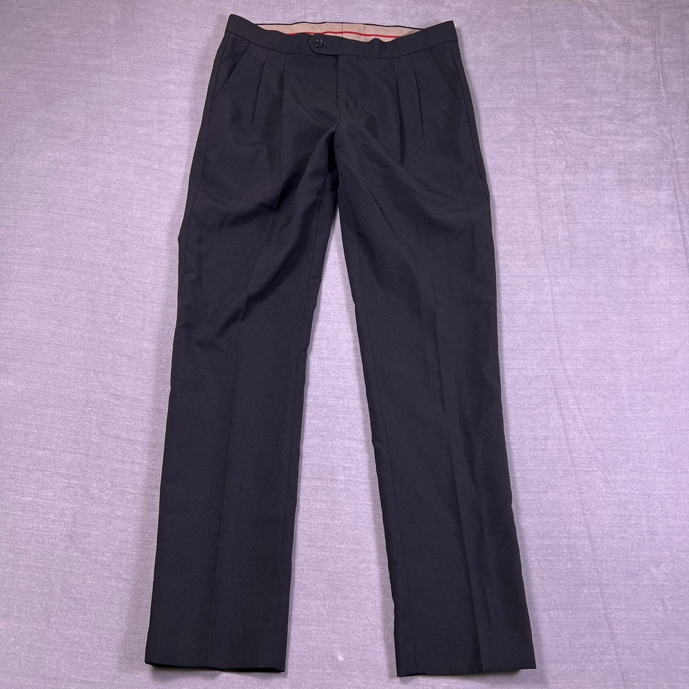 OppoSuits Slim Fit Pleated Mid Rise Dress Pants‎ Mens 36 Black Polyester